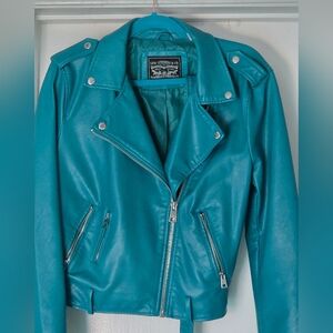 Levi's Women's Vibrant Blue Leather Jacket
